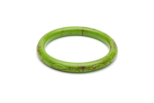Bakelite style narrow duchess bangle in alder green