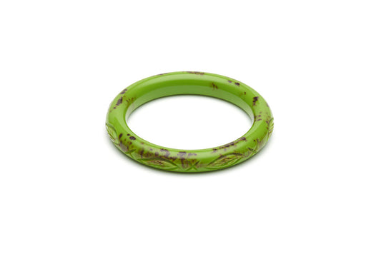 Bakelite style narrow maiden bangle in alder green