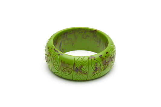 Bakelite style wide maiden bangle in alder green