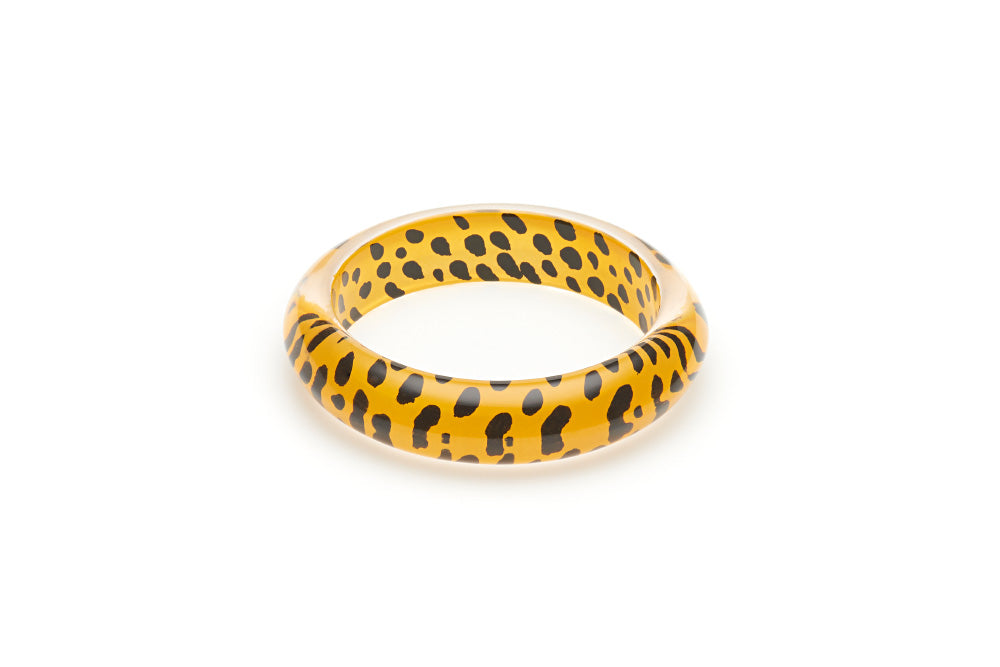 Yellow Leopard Drop Hoop Earrings