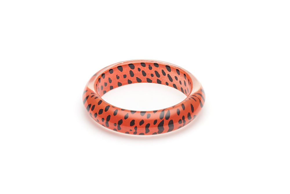 Orange Leopard Drop Hoop Earrings