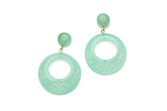Mint Sorbet Fakelite Drop Hoop Earrings