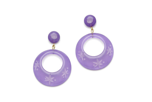 Parma Violet Fakelite Drop Hoop Earrings