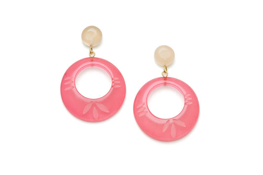 Rose Fakelite Drop Hoop Earrings