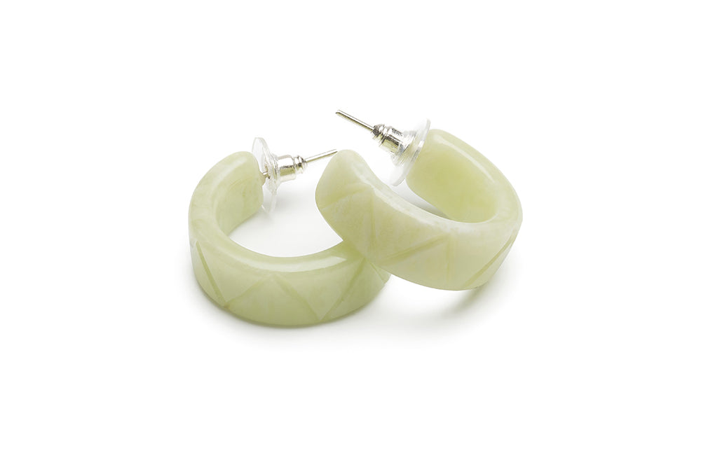 1940s Style Hoop Earrings in Lichen Green Fakelite