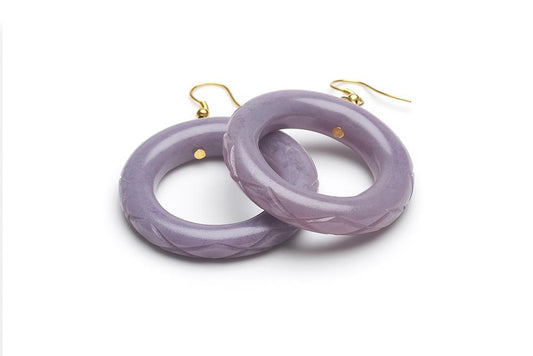 1940s Style Drop Hoop  Earrings in Lilac Fakelite