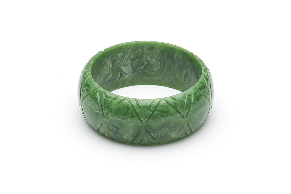 1940s Bakelite Style Wide Green Bangle