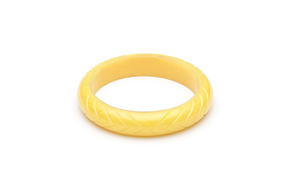 Handmade Bangle in Midi Lemon Yellow Fakelite