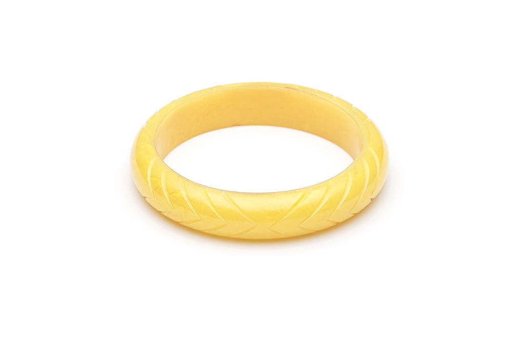 Handmade Larger Size Bangle in Lemon Yellow Fakelite