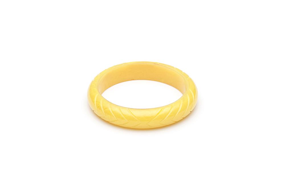 Handmade Bangle in Smaller Maiden Size Midi Lemon Yellow Fakelite
