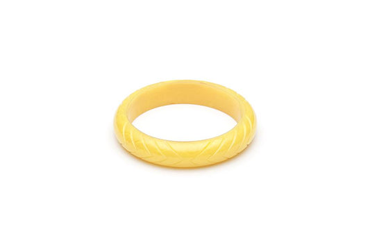 Handmade Bangle in Smaller Maiden Size Midi Lemon Yellow Fakelite