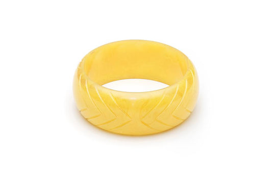 Handmade Bangle in Wide Lemon Yellow Fakelite