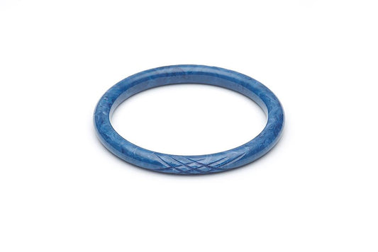 Handmade Larger Size Bangle in Narrow Periwinkle Blue Fakelite