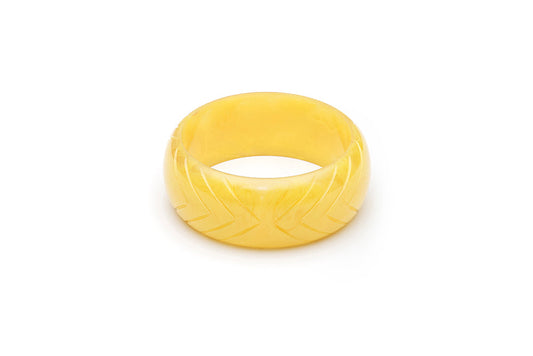 Handmade Bangle in Smaller Size Wide Lemon Yellow Fakelite