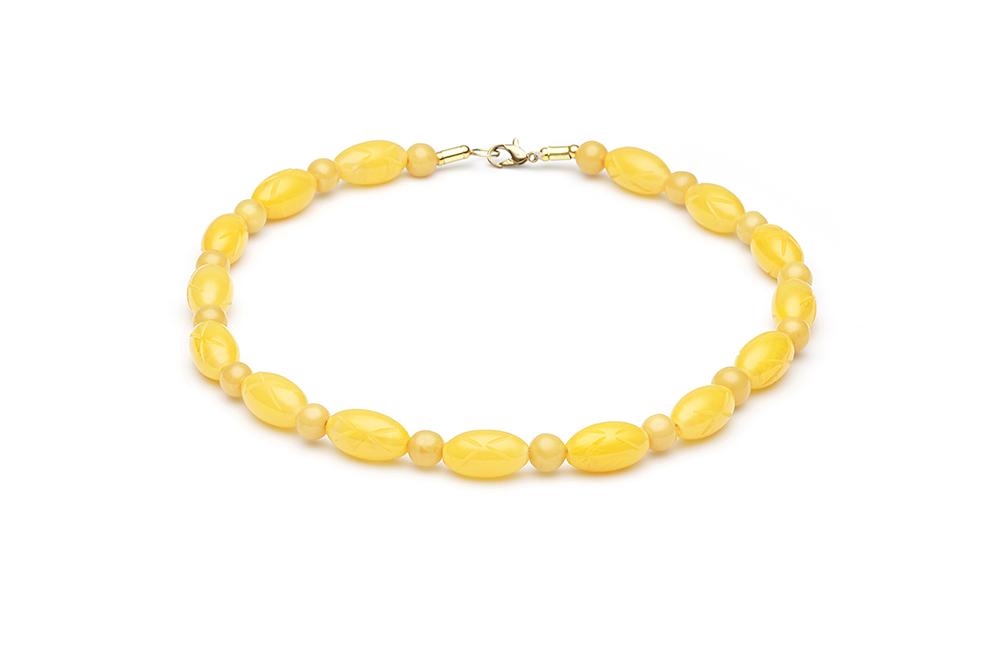 Handmade Lemon Yellow Vintage Style Bead Necklace