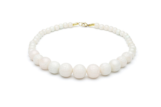 Vintage Style Bead Necklace in Cloud Grey Fakelite