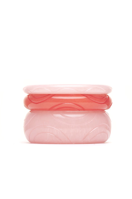 1950s Style Bangle Set of Three in Peach Fakelite