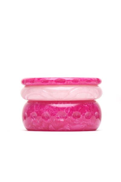 1950s Style Larger Bangle Set of 3 in Candy Pink and Pale Peach