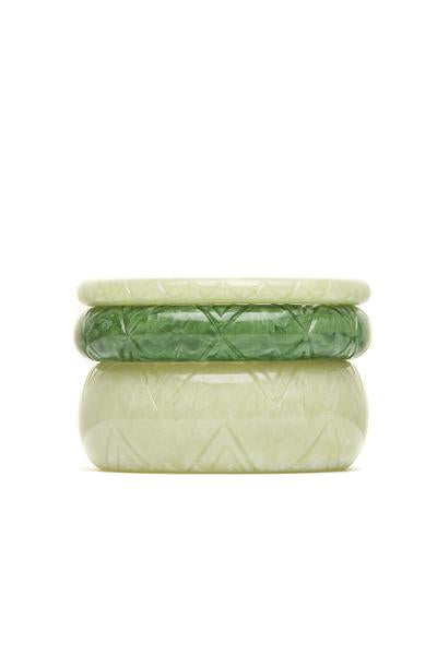 1940s Style Bangle Stack in Lichen and Sage Green Fakelite