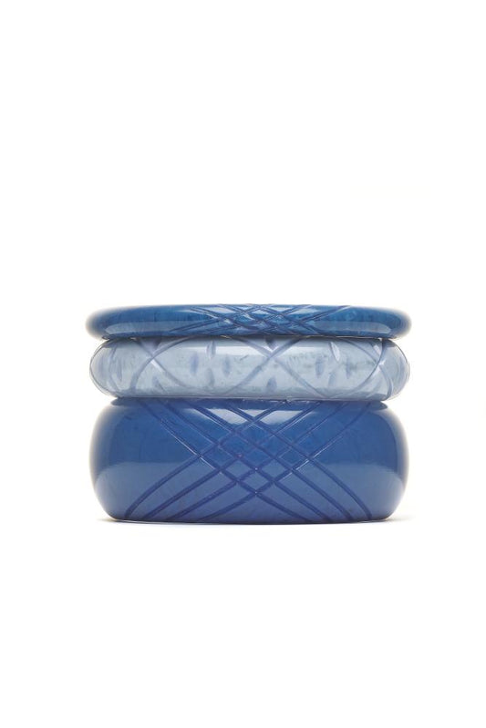 Handmade Bangle Set of 3 in Periwinkle and Bluebell Fakelite