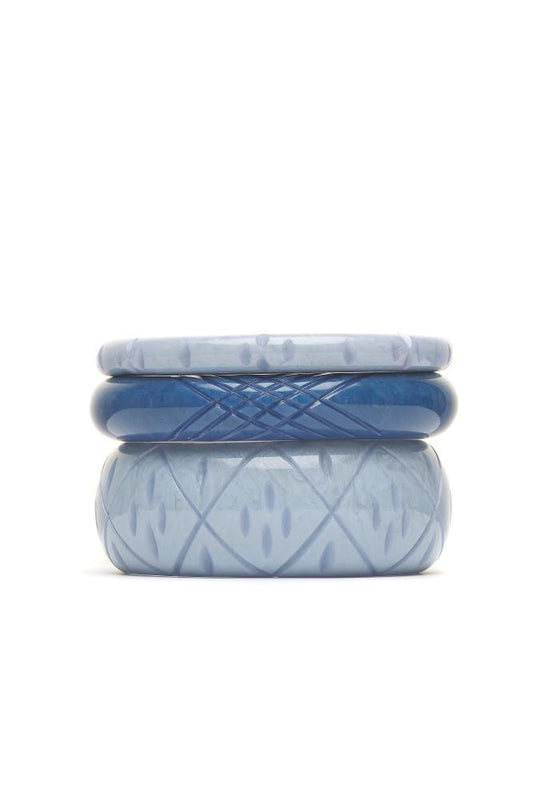 Handmade Bangle Set of 3 in Bluebell and Periwinkle Fakelite
