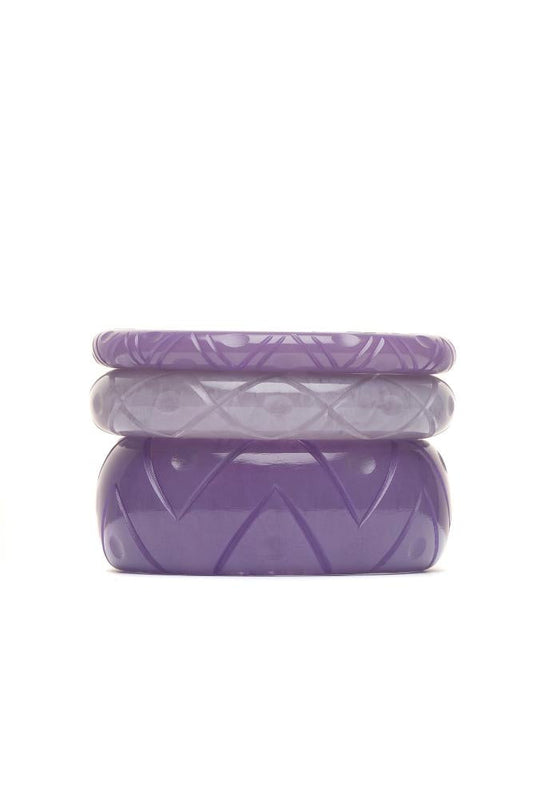 1940s Style Larger Size Bangle Set of 3 in Purple