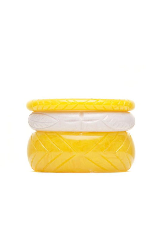 Handmade Yelow and White Set of 3 Vintage Style Bangles