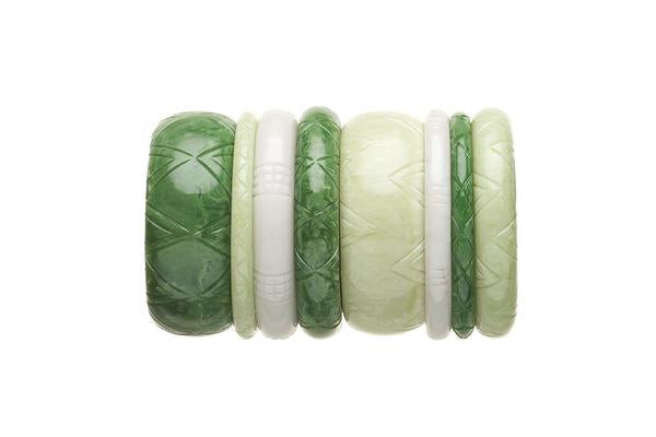 Wide Sage Fakelite Bangle