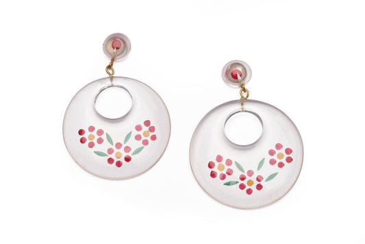Reverse Carved Poppy Hoop Earrings