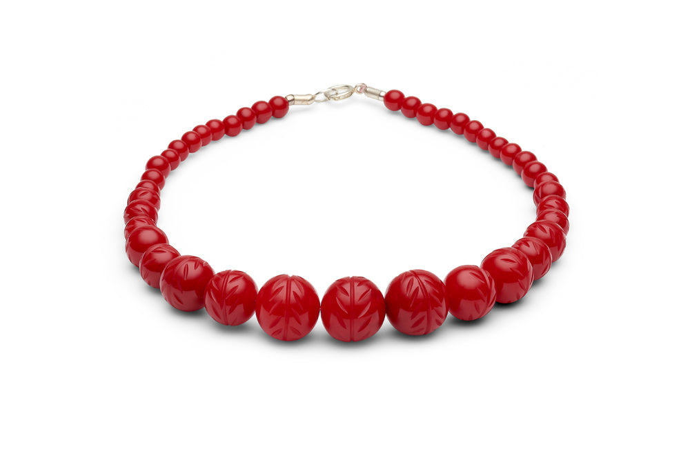 Carved Poppy Red Fakelite Beads