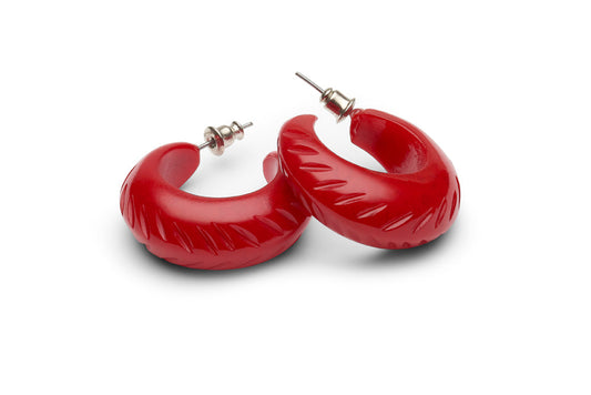 Poppy Red Fakelite Hoop Earrings