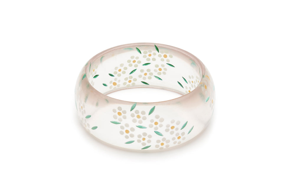 Wide Daisy Reverse Carved Bangle