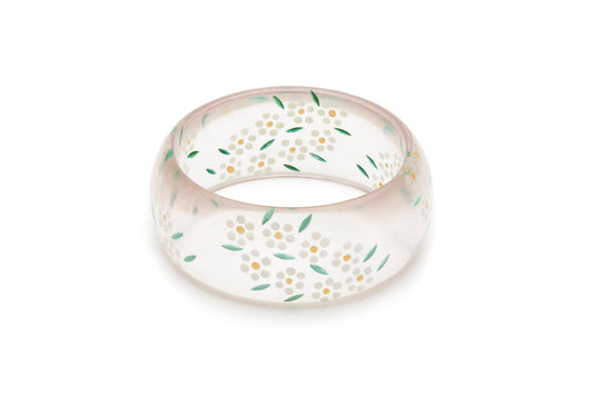 Wide Daisy Reverse Carved Bangle