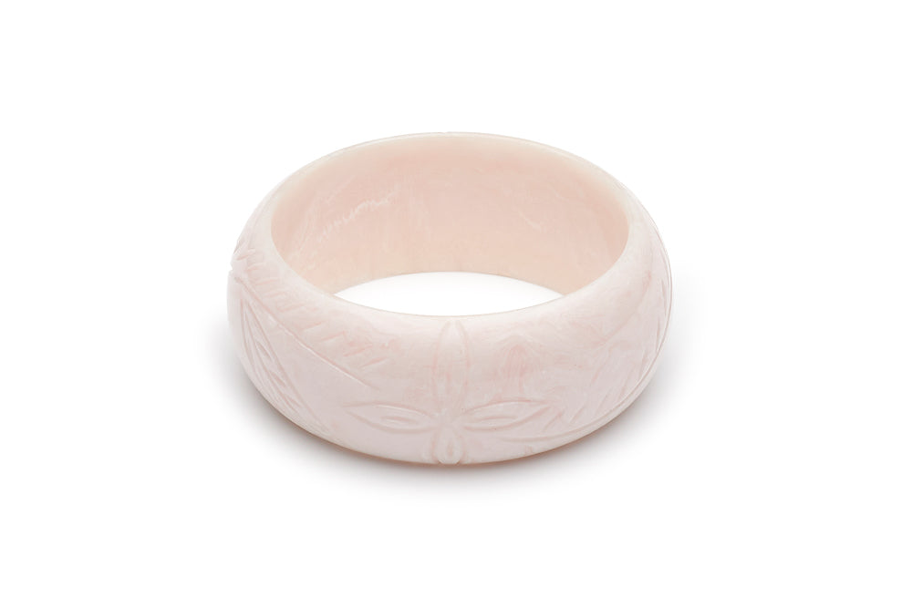 Wide Daisy White Fakelite Bangle