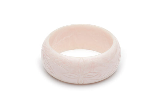Wide Daisy White Fakelite Bangle