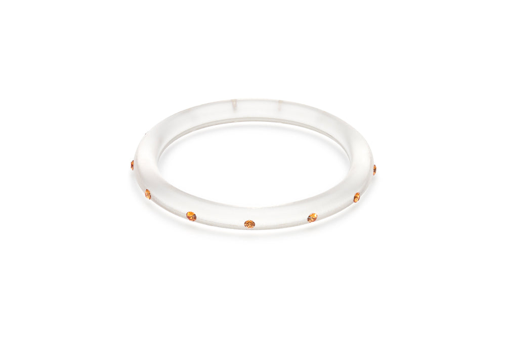 Narrow Pale Orange Diamante Bangle