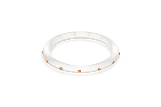 Narrow Pale Orange Diamante Bangle