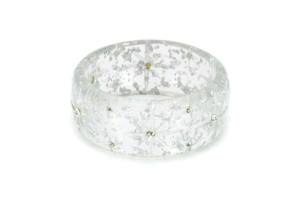 Extra Wide Silver Foil Starburst Duchess Bangle