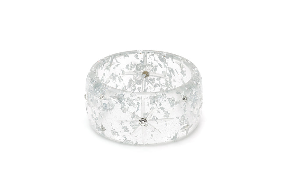 Extra Wide Silver Foil Starburst Maiden Bangle