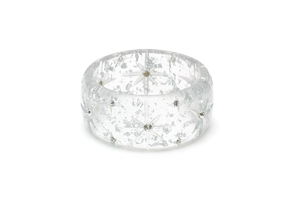 Extra Wide Silver Foil Starburst Bangle