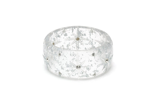 Extra Wide Silver Foil Starburst Bangle