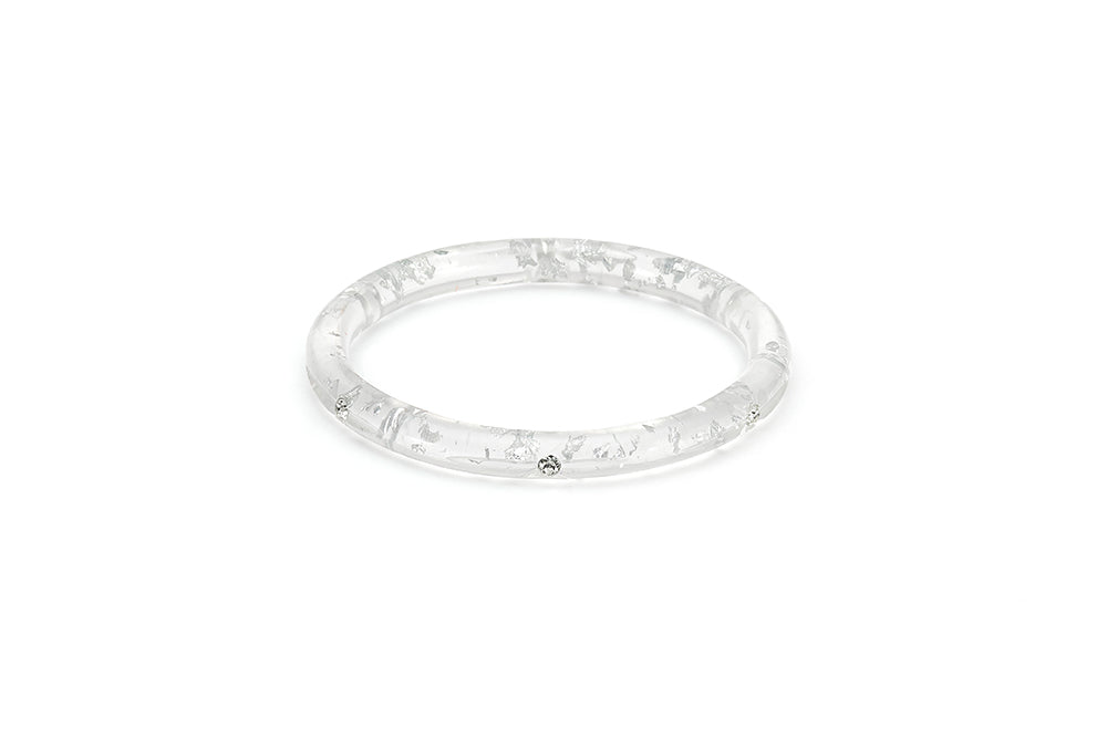Narrow Silver Foil Starburst Bangle