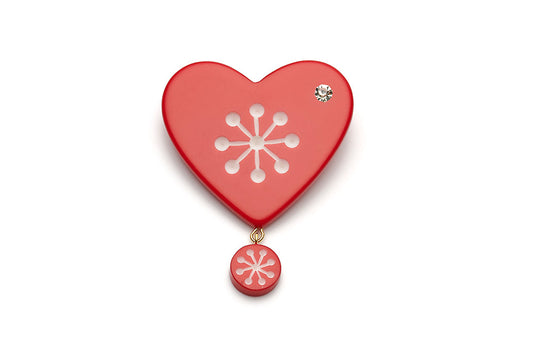 Tonttu Red Atomic Snowflake Brooch