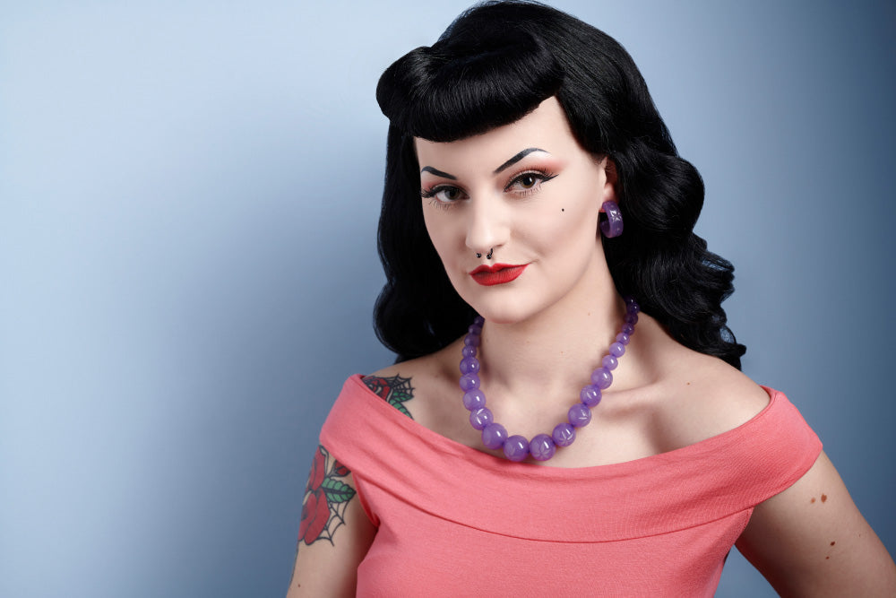 Parma Violet Fakelite Hoop Earrings