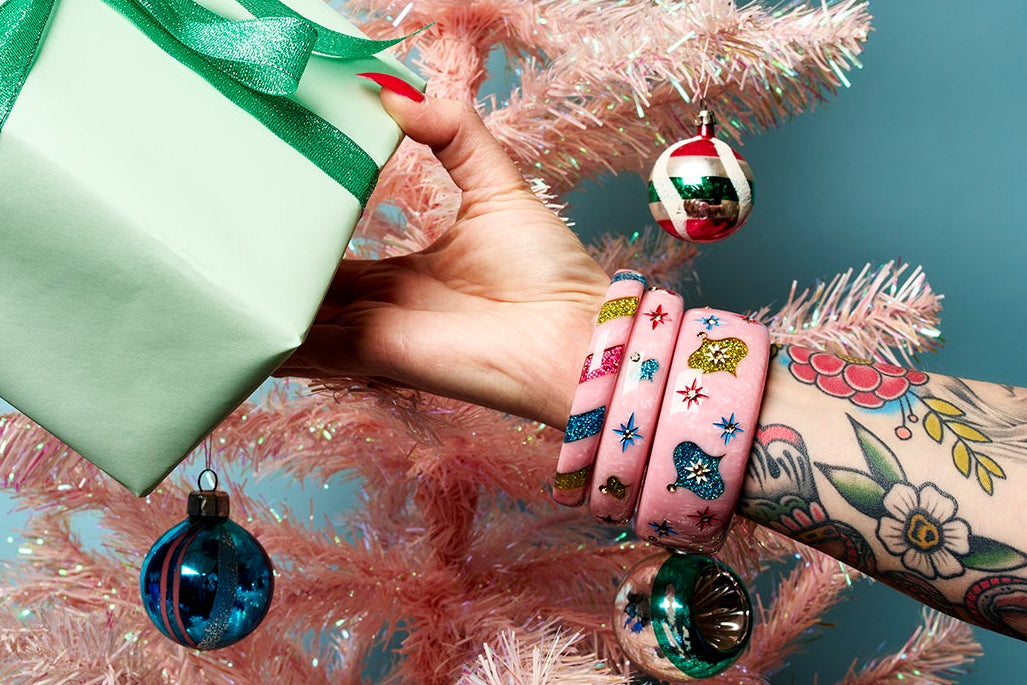 Wide Atomic Ornaments Bangle