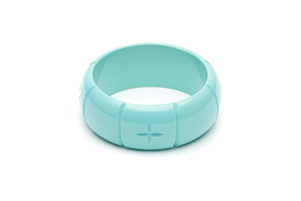 1940s style humanitea turquoise heavy carve wide bangle