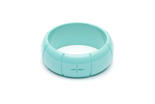 1940s style humanitea turquoise heavy carve wide bangle