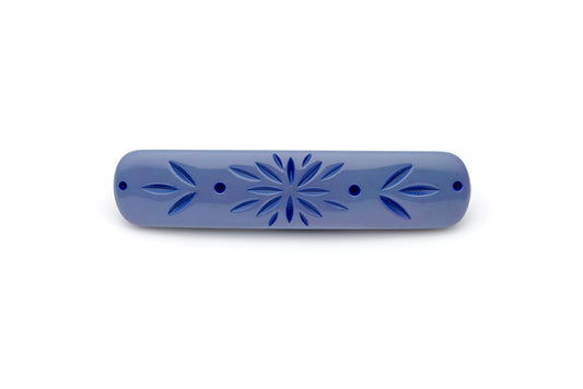 Splendette vintage inspired 1950s style blue Duotone fakelite Forget-Me-Not Carved Hair Barette