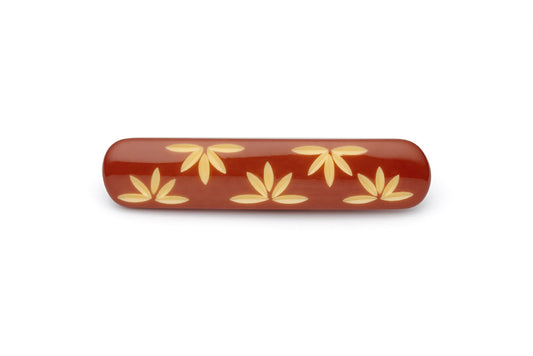 Splendette vintage inspired 1950s style brown carved Duotone fakelite Café Carved Hair Barrette