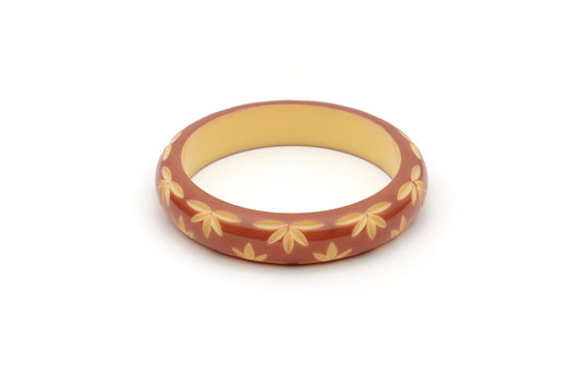Splendette vintage inspired 1950s style brown carved Duotone fakelite Midi Café carved Bangle in Classic size 